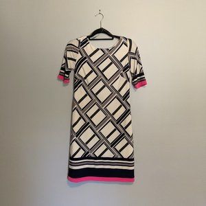 Vince Camuto Short Sleeve Shift Dress White/Navy